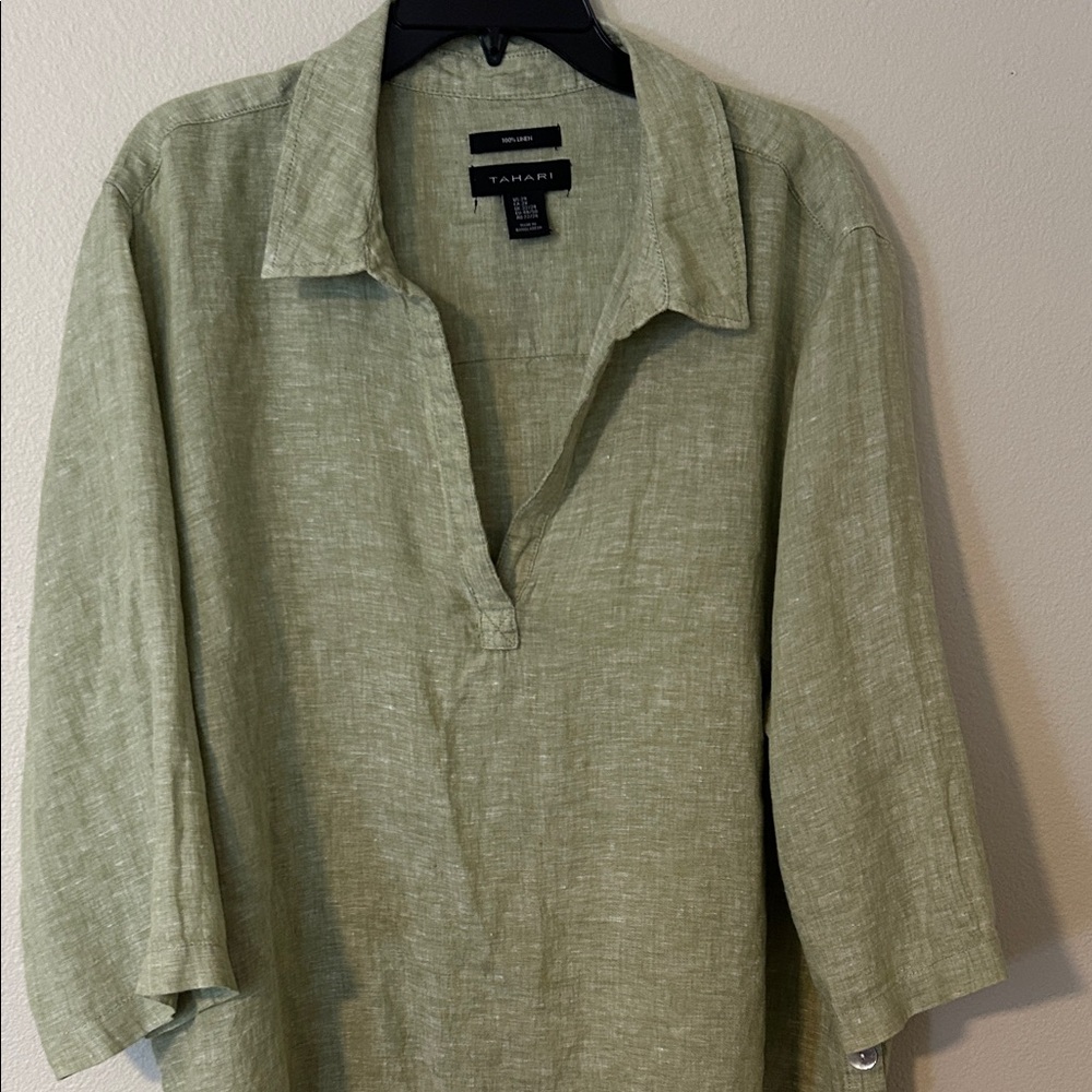 Tahari Woman Olive Casual Shirt